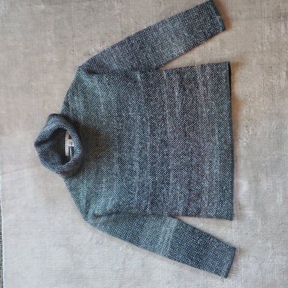 Max Studio Roll Neck Chunky Knit Cropped Sweater | Green & White | XS - Picture 1 of 5